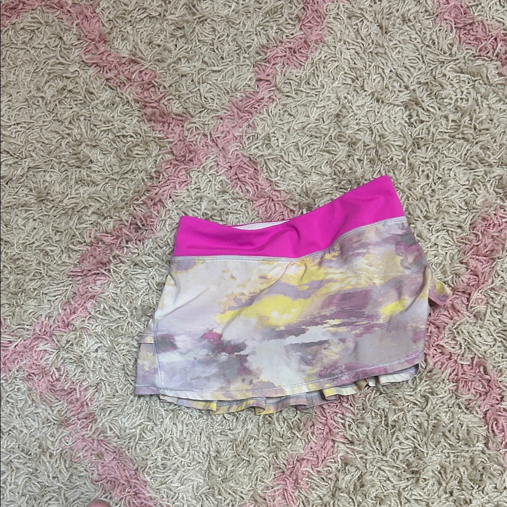 Girls Ivivva Pink Waist Athletic Skort with Pastel Print
